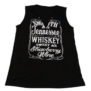 Tennessee Whiskey Black V-neck Graphic Tank Top Women Size M Sleeveless